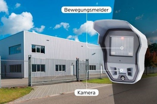 VIDEOFIED Bewegungsmelder mit Kamera an einem Betriebsgelände